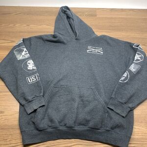 Grunt Style Ammo Flag Pullover Hoodie - Gray Mens Size Large